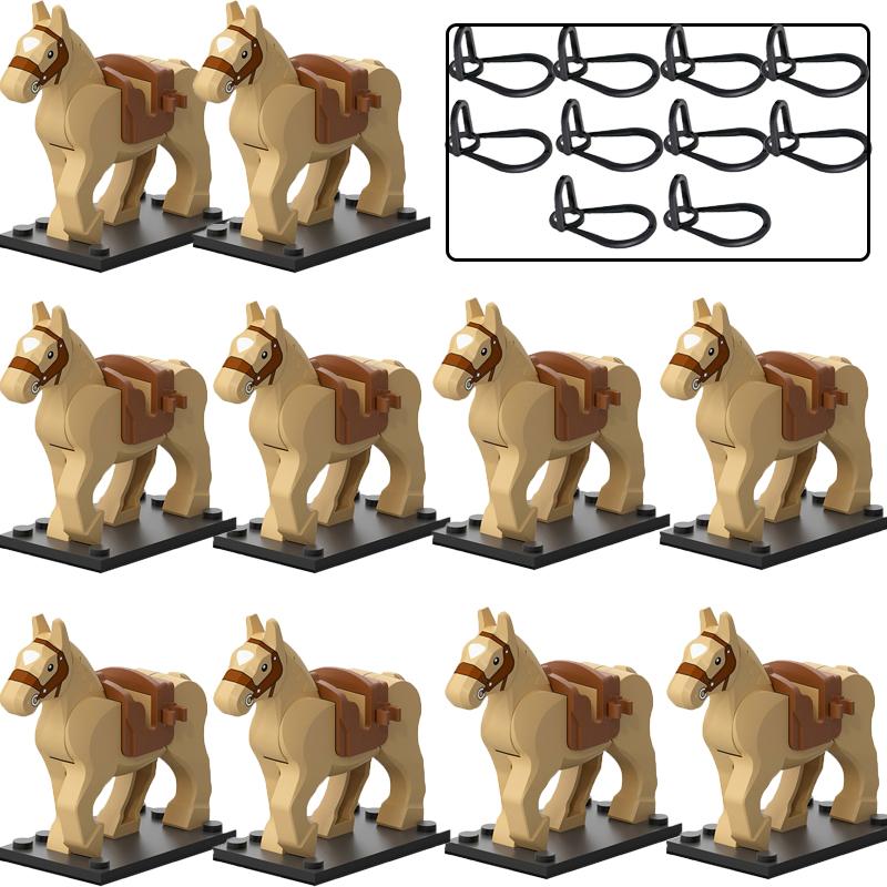 Military Building Blocks Solider Knights Figures Gifts Equipments Accessories Mount Medieval Ancient Warhorse Saddle Horse Rope