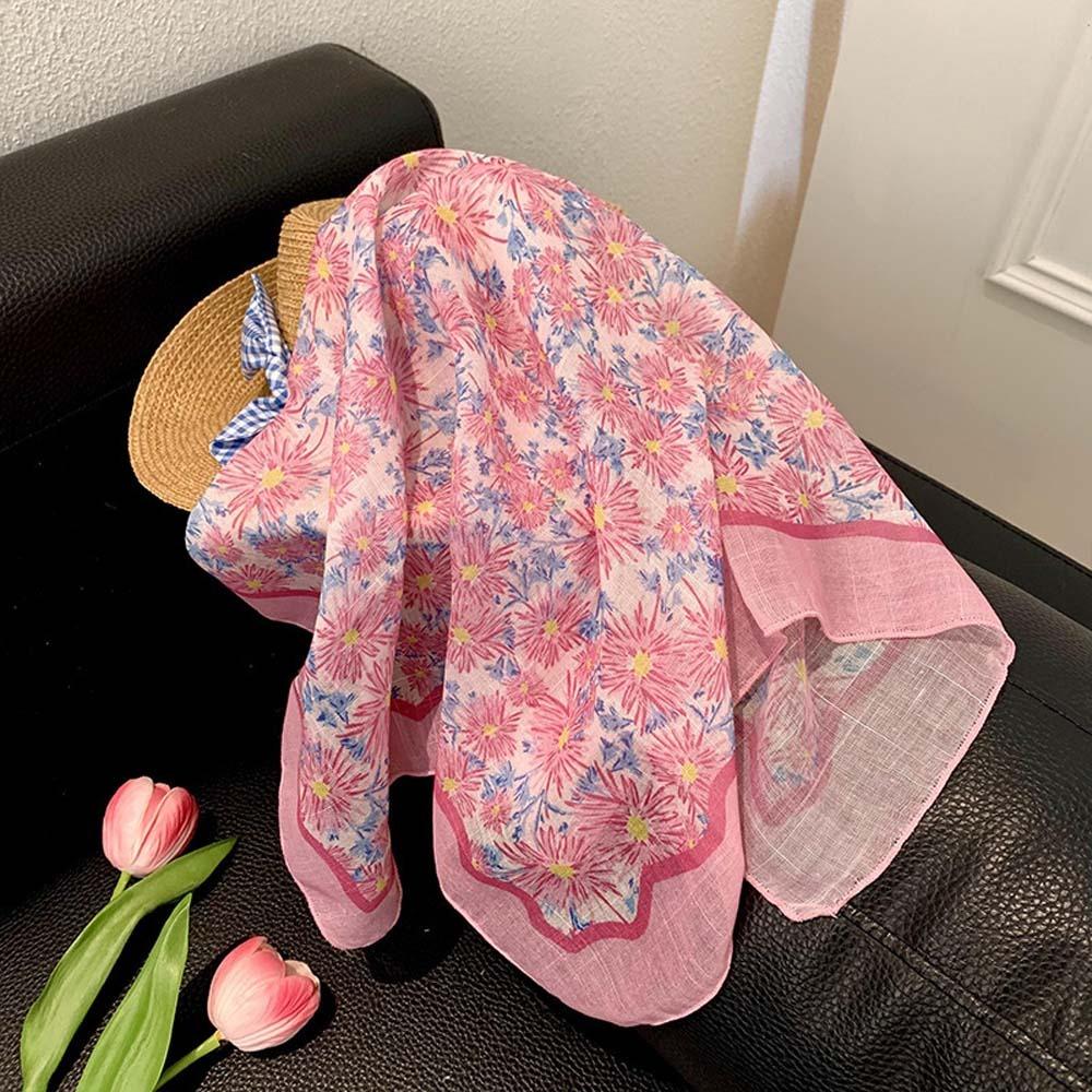 Breathable Flower Printed Headscarf Sweat-absorption Square Hijab Scarf  Neck Decoration