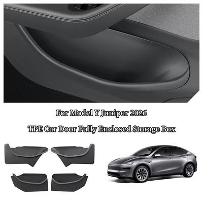 For Tesla Model Y Juniper Car Door Side Storage Box Tpe All-Inclusive Front Rear Door Slot Tray Organizer Car Accessoriesu