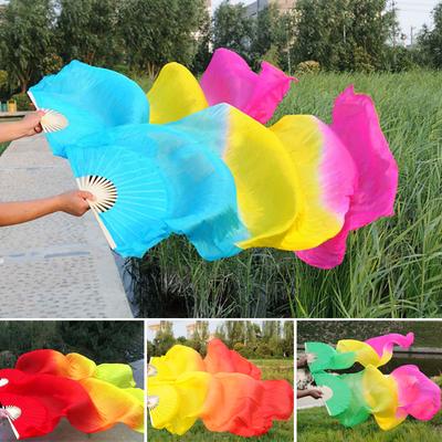 1,5M Creative Dance Silk Veils Výkon ventilátoru Rekvizity Bambusové skládací ventilátory ze syntetických vláken Barevné