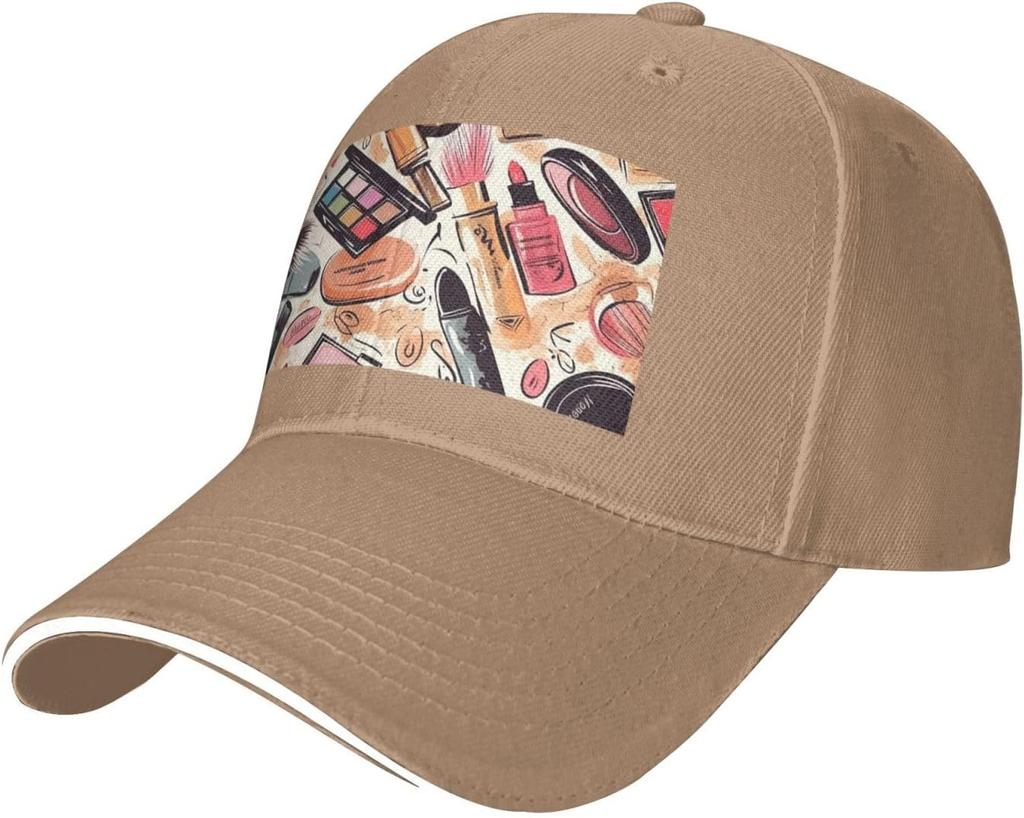 Makeup Cosmetic Pattern Baseball Cap Adjustable Polyester Print Casual Summer Dad Hat