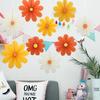 9pcs DIY Crafts Paper Fan Flower Pendant Garlands Yellow Orange Folding Fan Hanging Ornaments Decorative Daisy Hanging Banners