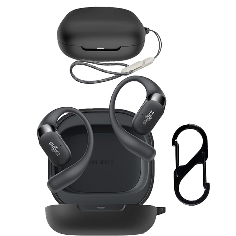 

For SHOKZ OpenFit 2 case Cover [HNWEIWEI] (With carabiner + strap included) ) silicon storage case convenience With carabiner trip lightweight and