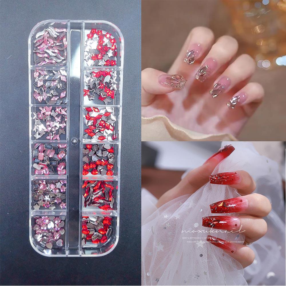 Nail Art Irregular Mini Ornaments: Pink, White, Colorful Champagne Accessories