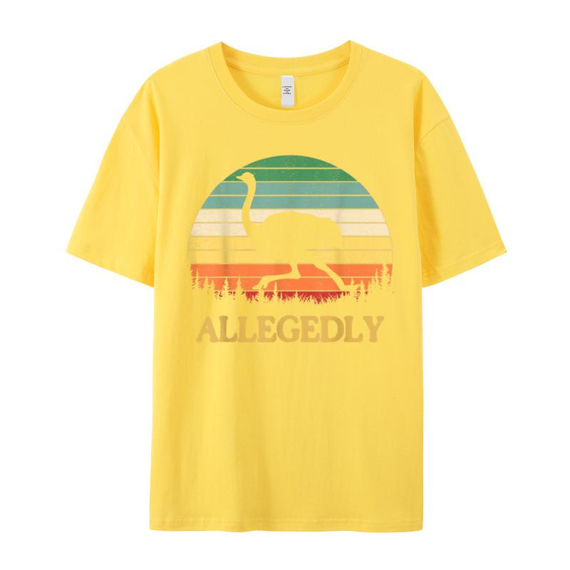 Funny Allegedly Ostrich Gift Flightless Tshirts Retro Unisex Tops Tees Birthday Tops T Shirt Crew Neck Cotton Fabric