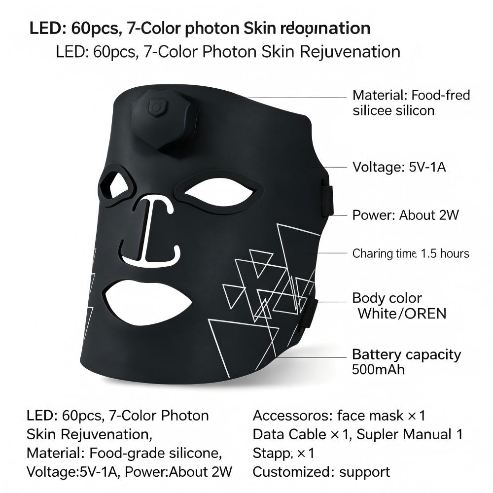 Photon Face Mask: Red & Blue Light Therapy Seven-Color LED Silicone Beauty Device