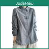 Cotton Retro Plaid Art Spring Linen Shirts Checkered Top Womens Vintage Embroidered Chinese Style Button Blouse