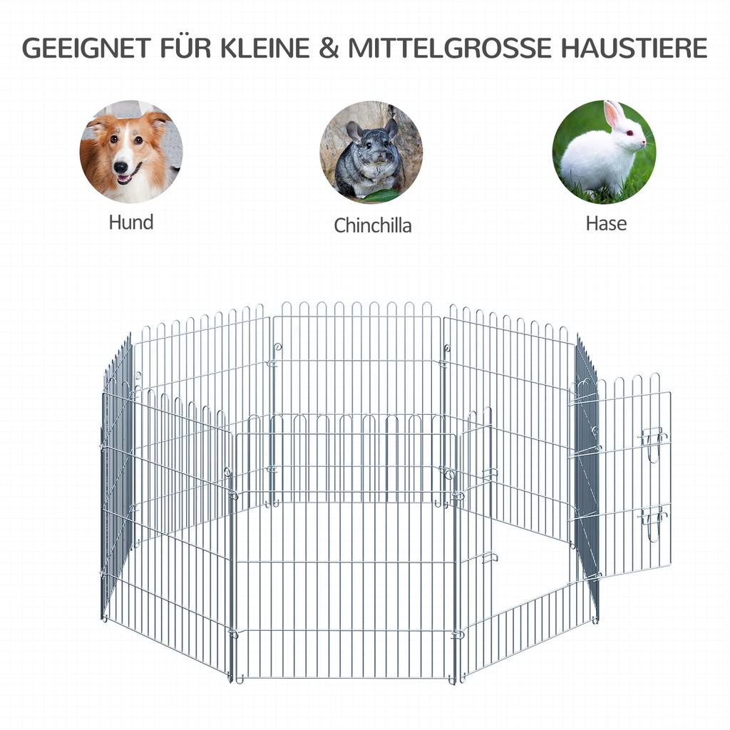 Recinto per Cani di Razza Libera Box Gioco per Cuccioli Recinzione per Cuccioli Box Gioco Cancello per Cuccioli per Animali 8 Pezzi L63 x A76 cm