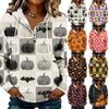 Sweat à capuche boutonné mode pour femme avec imprimé Halloween Pull pour un usage quotidien décontracté