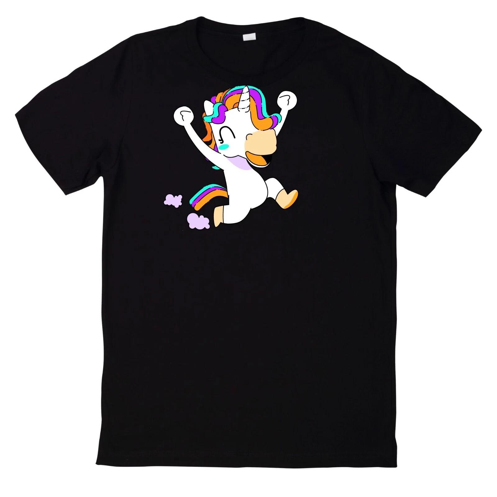 T-Shirt Lächelndes Springendes Einhorn S