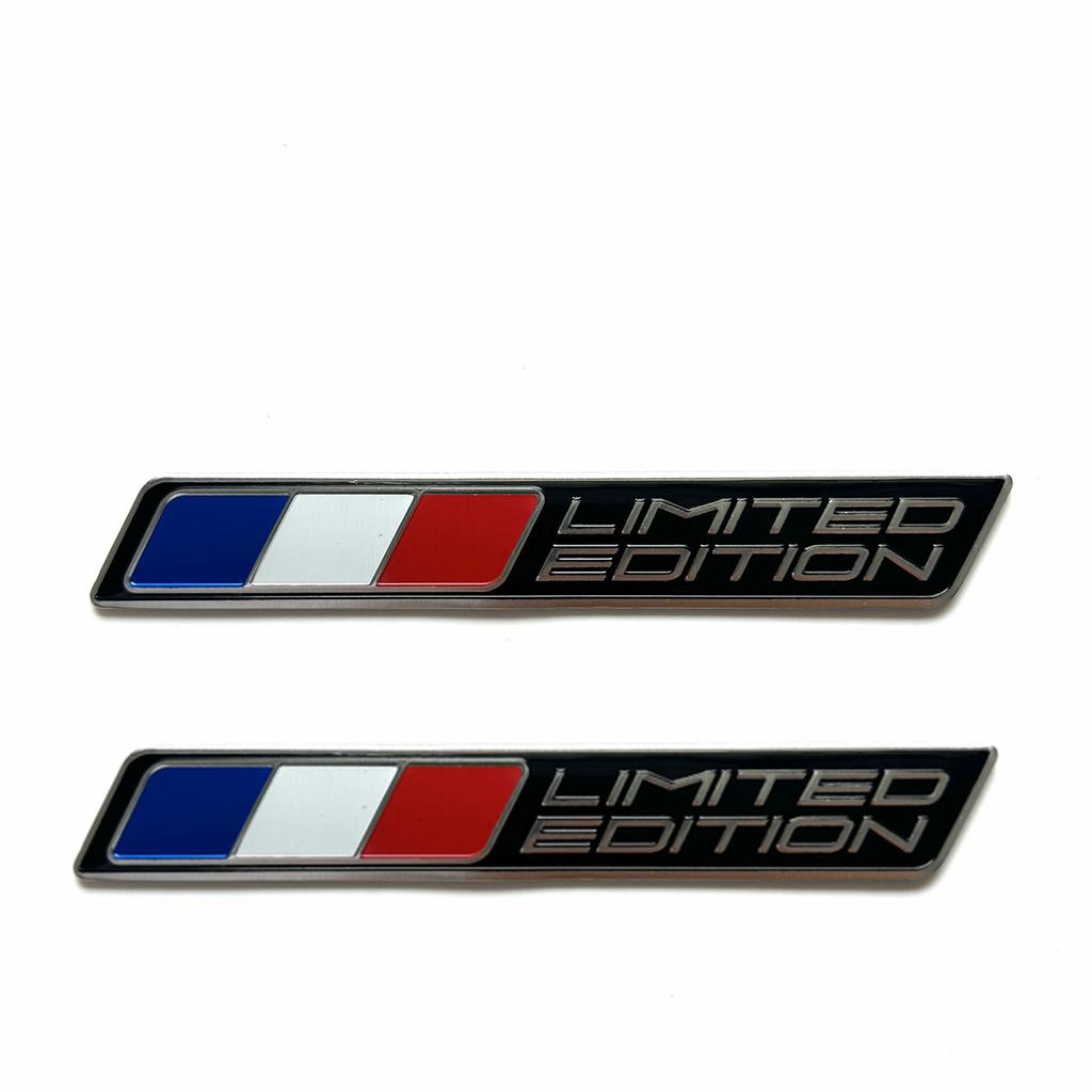 Limitierte Edition Französische Nationalflagge Aluminium Klebeemblem Heckklappenabzeichen Kotflügelaufkleber Karosserieaufkleber Autoemblem