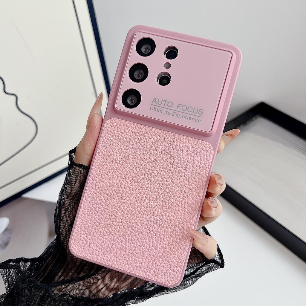 Business Classic Leather Textured Solid Color Phone Case For Samsung Galaxy S26 S25 S24 S23 Ultra Camera Protection Matte Cover