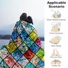 1PC stained glass mosaicOutdoor Flannel Blanket - Soft Plush Decor for Picnics, camping, Bedroom, Playroom, Office, or Lunch Break 1336A