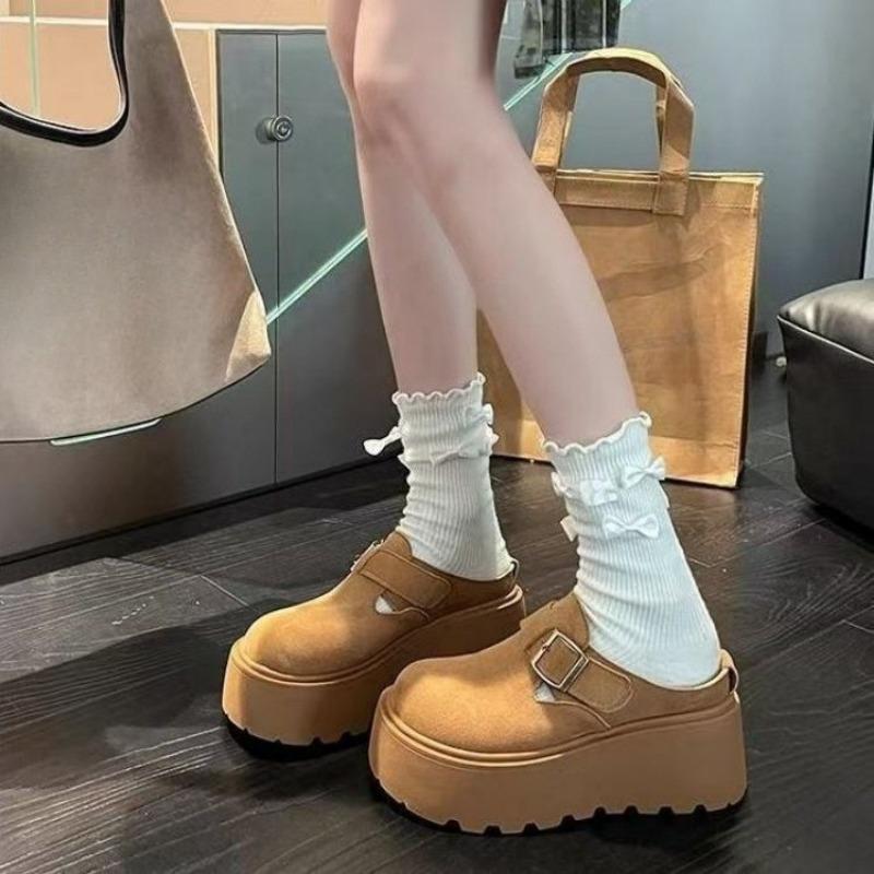 Retro Thick-soled, Flip-top, Half-slipper Women's Outerwear New Versatile, One-step Lazy Boken Shoes