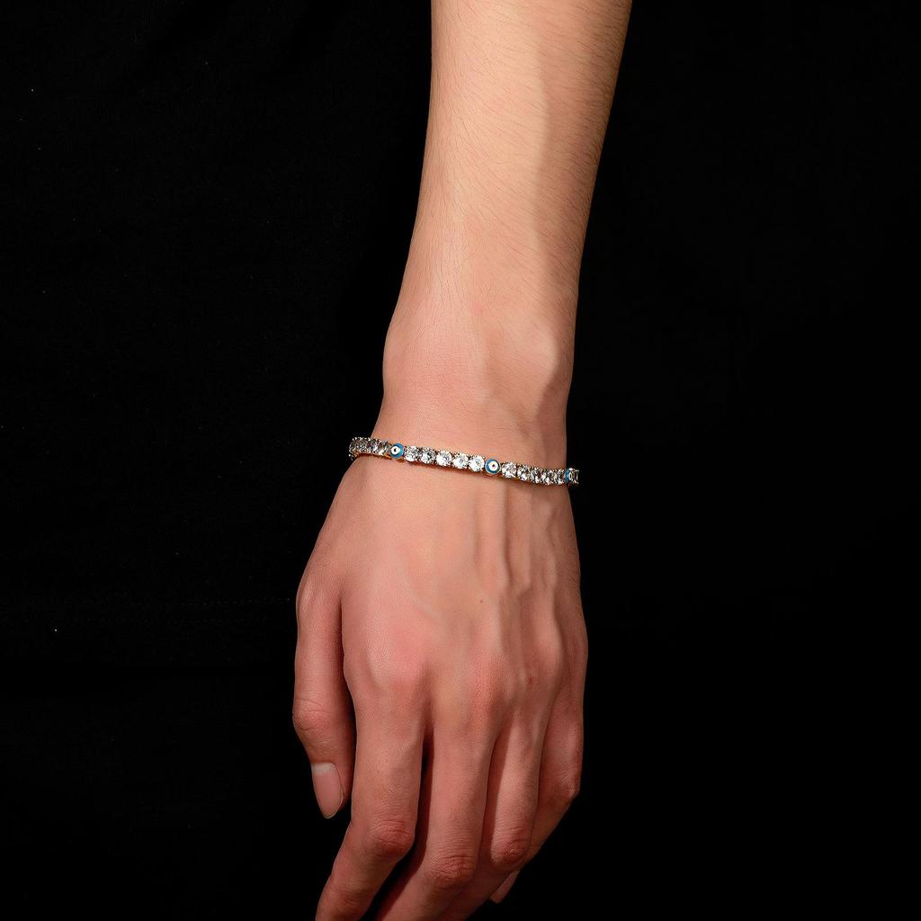 5MM European-American Hip Hop Devil's Eye Zircon Tennis Bracelet - Unisex Diamond Summer Jewelry