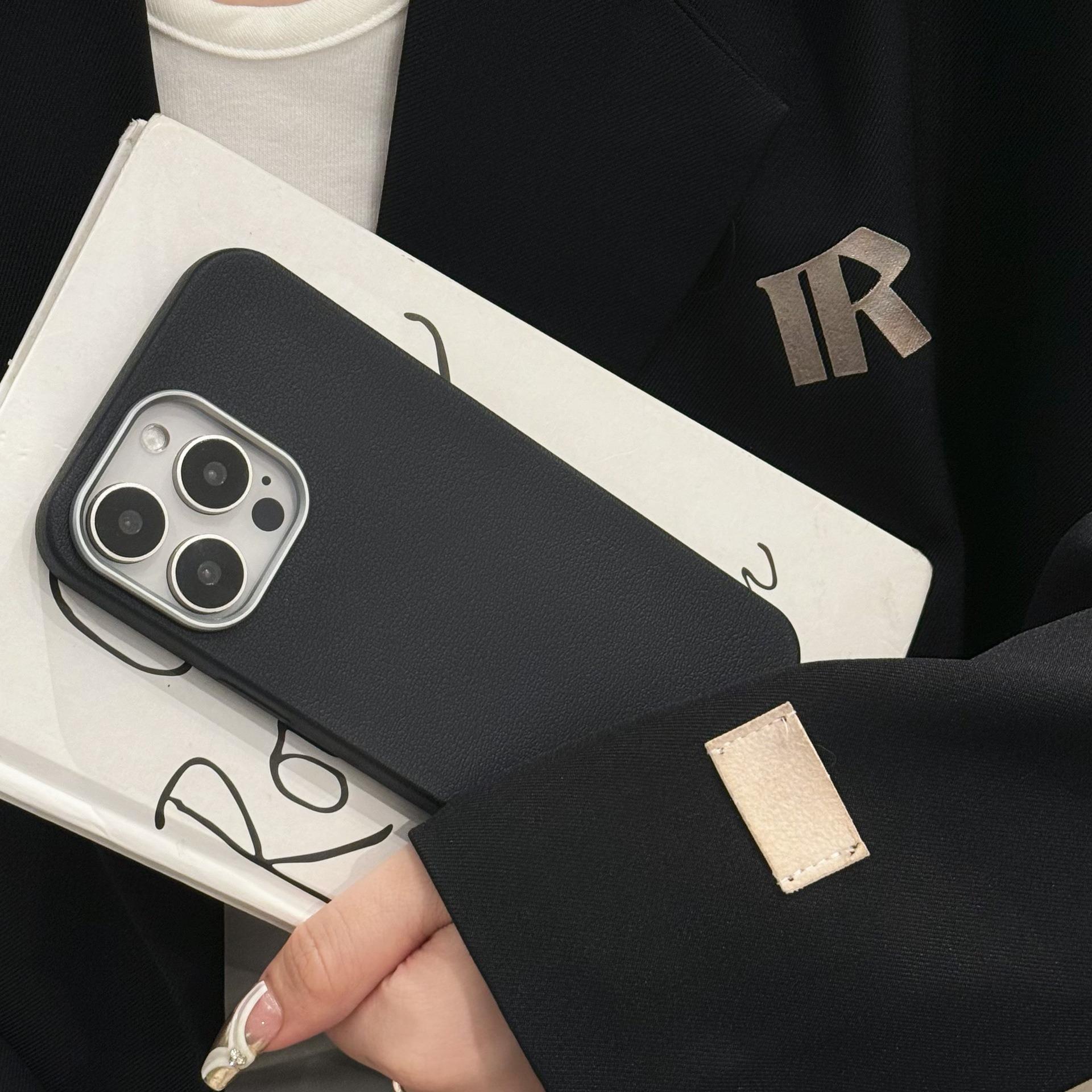 

Высококачественный чехол для мобильного телефона Apple 16 Promax с текстурой личи для iPhone 15 Однотонный 14 Гальваническое покрытие 13 Высококлассный вид For iPhone 17PROMAX