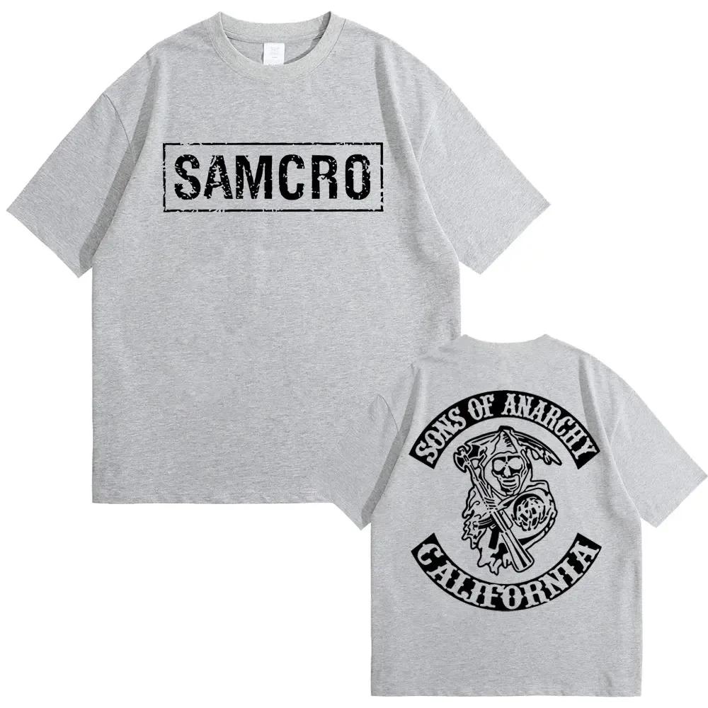 Sons of Anarchy SAMCRO Print T-shirt UnisexTrend Hip Hop Rock Oversized Short Sleeve Tee Summer Cotton T Shirts Clothes Tops
