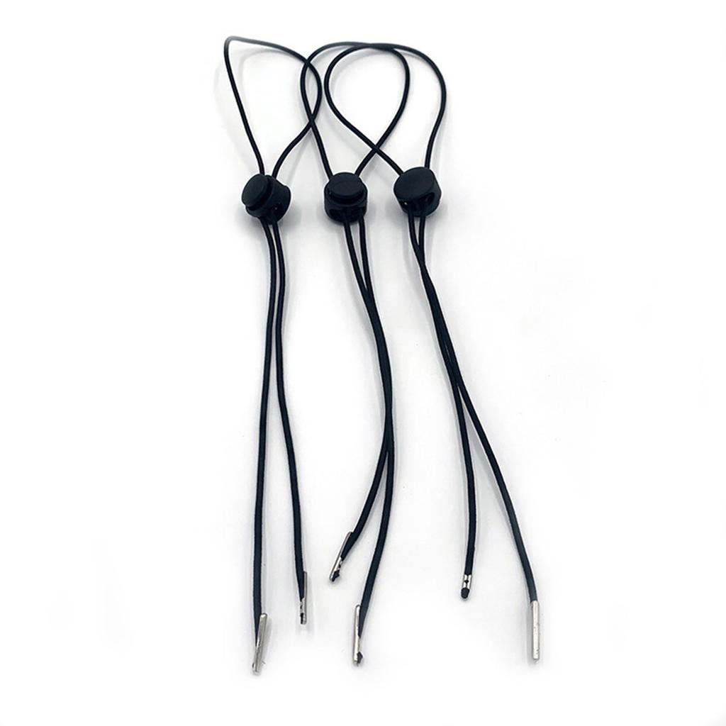 Pack Of 10 Black Elastic Hat Chin Cords Adjustable Removable Strap With Spring Lock For Secure Fit