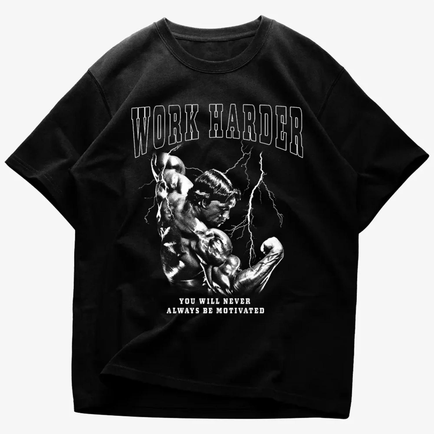 

Muscles Man Cotton TShirt Graphic Print Retro Streetwear Workout Black Fitness Men S