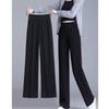 2025 Summer Women's High-Waist Black Wide-Leg Casual Pants