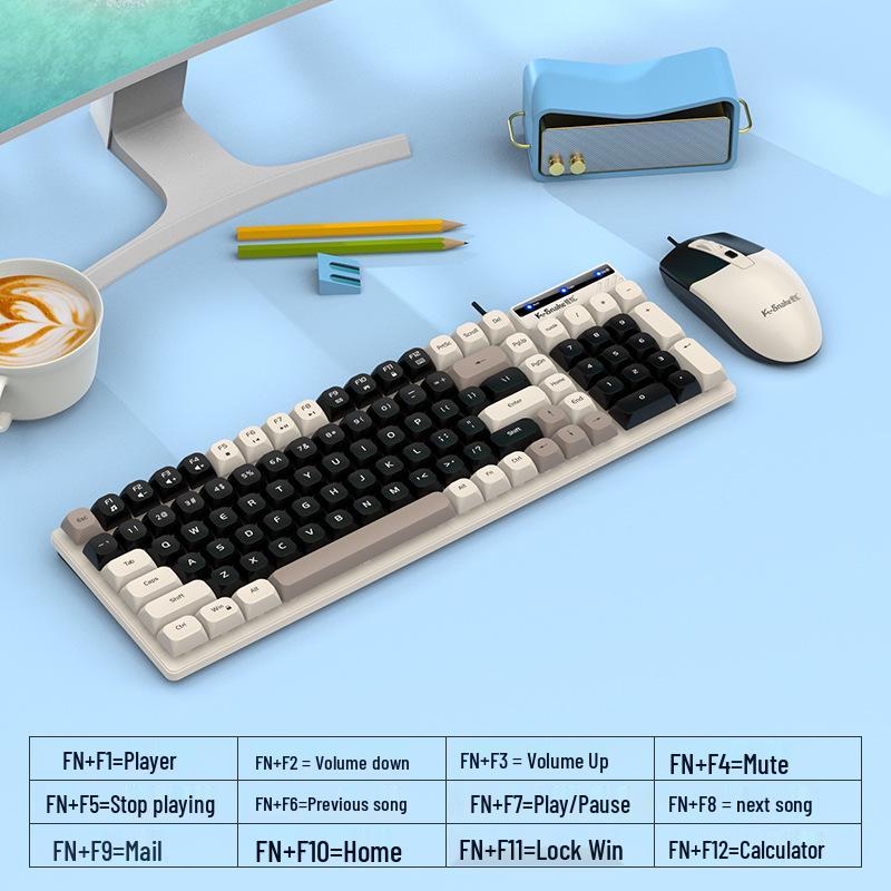 KM100 Viper Wired Keyboard & Mouse Set, 98-Key Color-Block, for Desktop, Laptop, Office & Business Use.