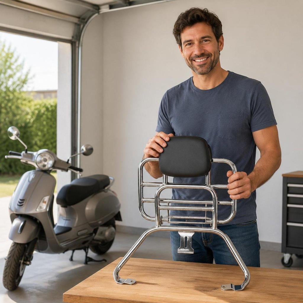 Scooter Rear Carrier Long-Lasting Folding Backrest Rack Heavy Duty for Travel