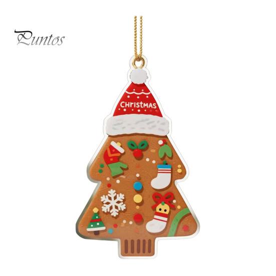 Holiday Gift for Family Friends Gingerbread Christmas Tree Pendant, Double-sided Acrylic Hanging Ornament Festive Seasonal Ideas Home Decor