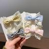 Spring New Sweet Handmade Children's Hair Clip Fabric Lace Plaid Bow Girl's Bangs Hairpin Headwear