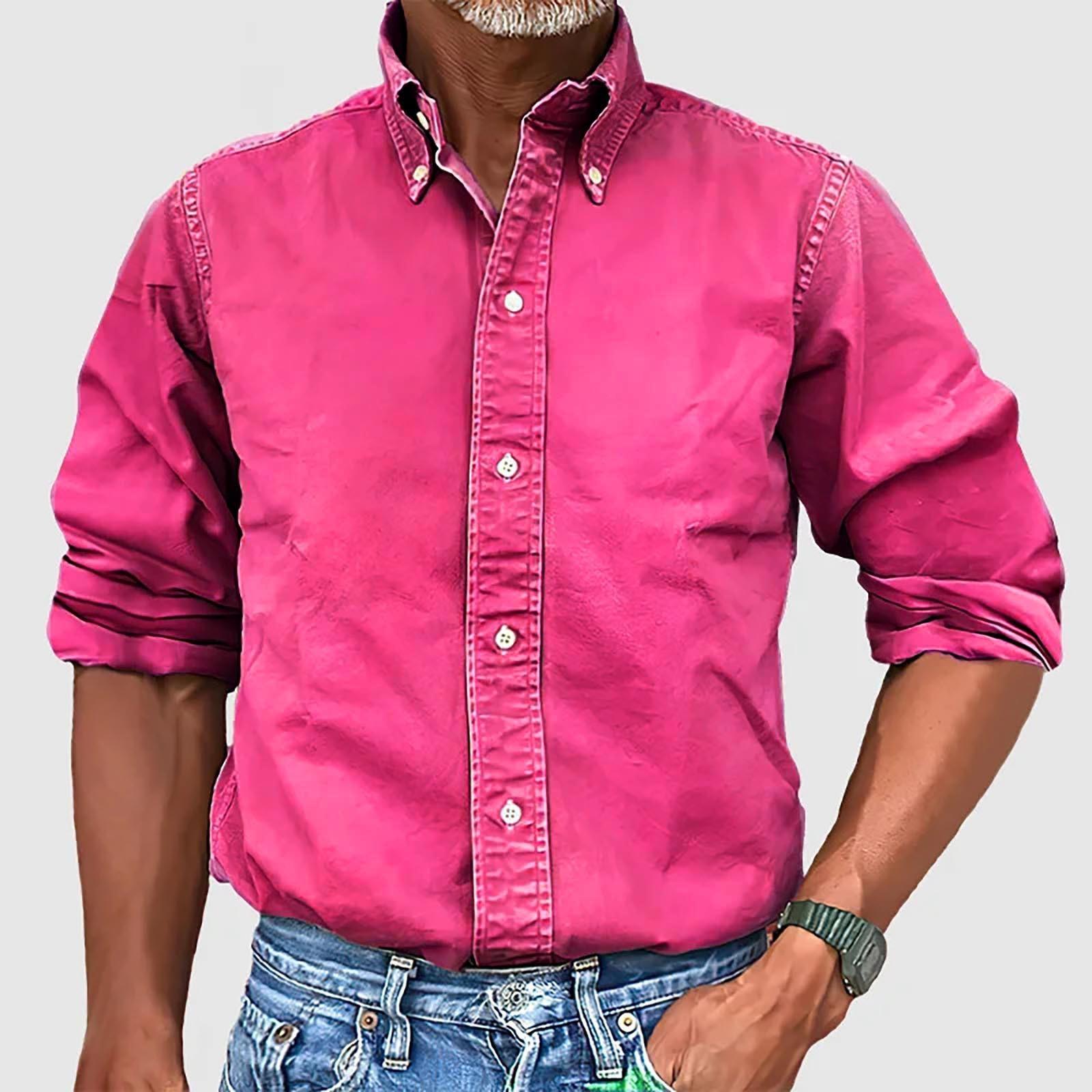 

Мужская деловая повседневная универсальная рубашка с откидным воротником и пуговицами, однотонная рубашка L