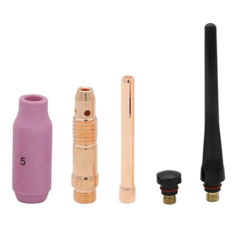 Peças para Pistola de Soldadura a Arco de Argónio: Guia de Bocal de Porcelana, Fixador de Agulha de Tungstênio, Tampa de Pressão para Modelos WP-18/17/26