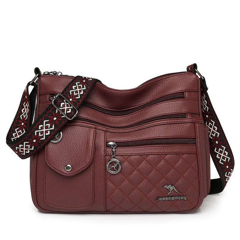 Multi-layer Crossbody Mom Bag, Large Capacity Casual Shoulder Bag, Commuting Soft Leather Shoulder Bag