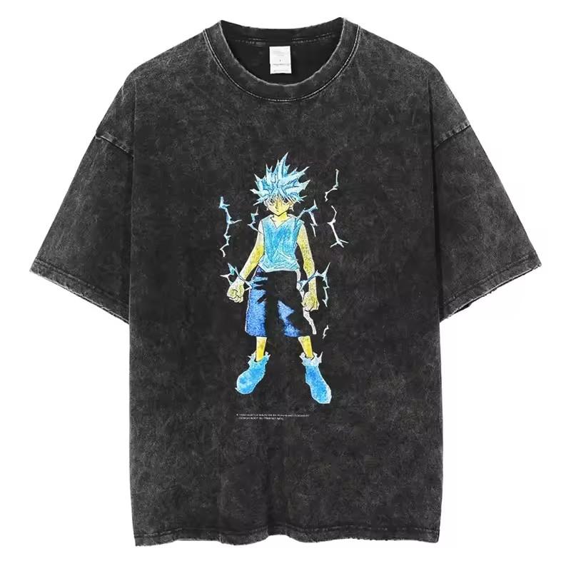 Killua Zoldyck Hunter X Hunter Manga Graphic Tshirt Men Women Clothes Oversized Washed Cotton Tshirt Short Sleeve Tees Tops