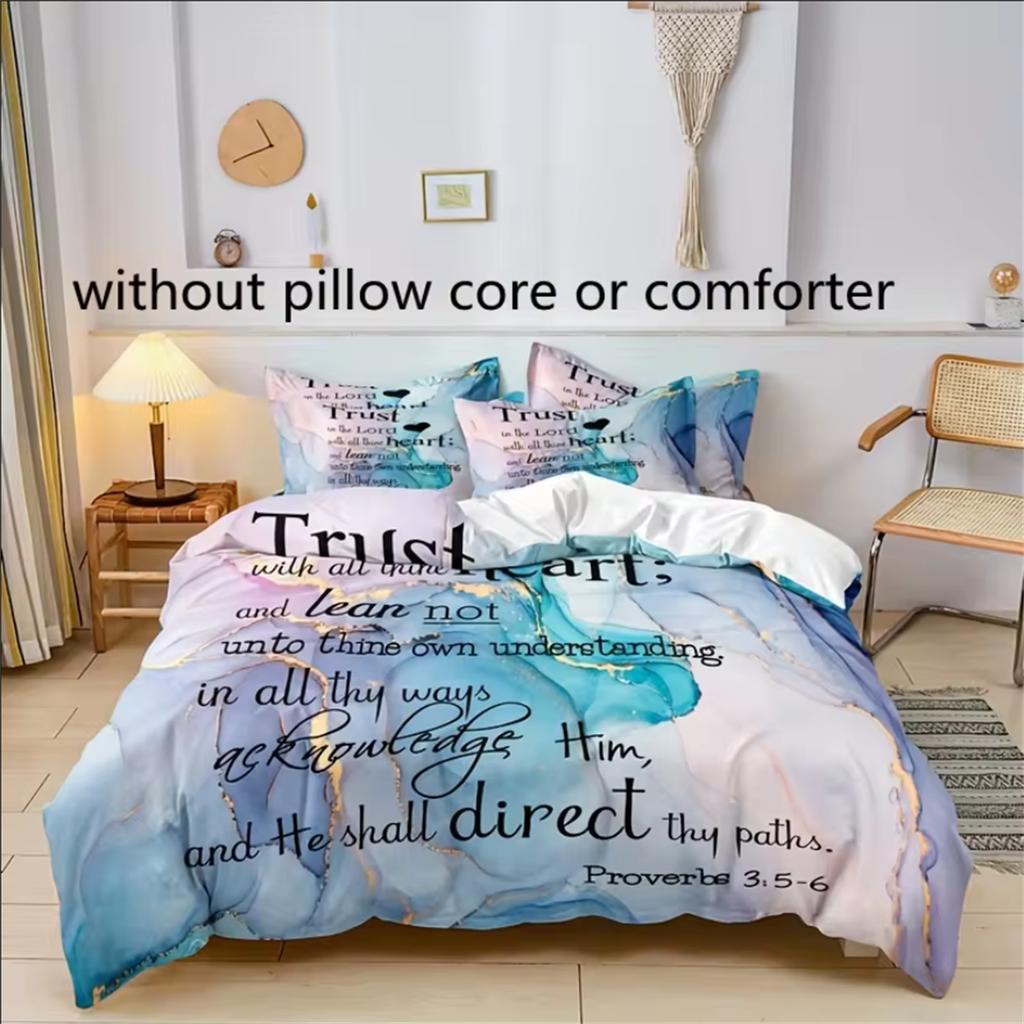 3-Piece Blue Series Print Duvet Cover Set - Soft Comfortable and Breathable Bedding for Bedroom and Guest Room