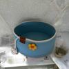 Round Cat Bed Basket Cotton Rope Woven Pet Bed with Cute Flower Toy Ball Breathable Cat Basket for All Seasons