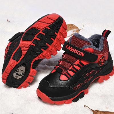Autunno/inverno Stivali invernali per bambini Pulsante rotante Lungo pelo Caldo antiscivolo Resistente all'usura Bambini Antiscivolo Scarpe sportive da esterno sulla neve