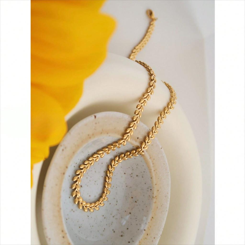 Handmade Chain Women Love Wheat Chain Necklace Simple Versatile Stainless Steel Necklace