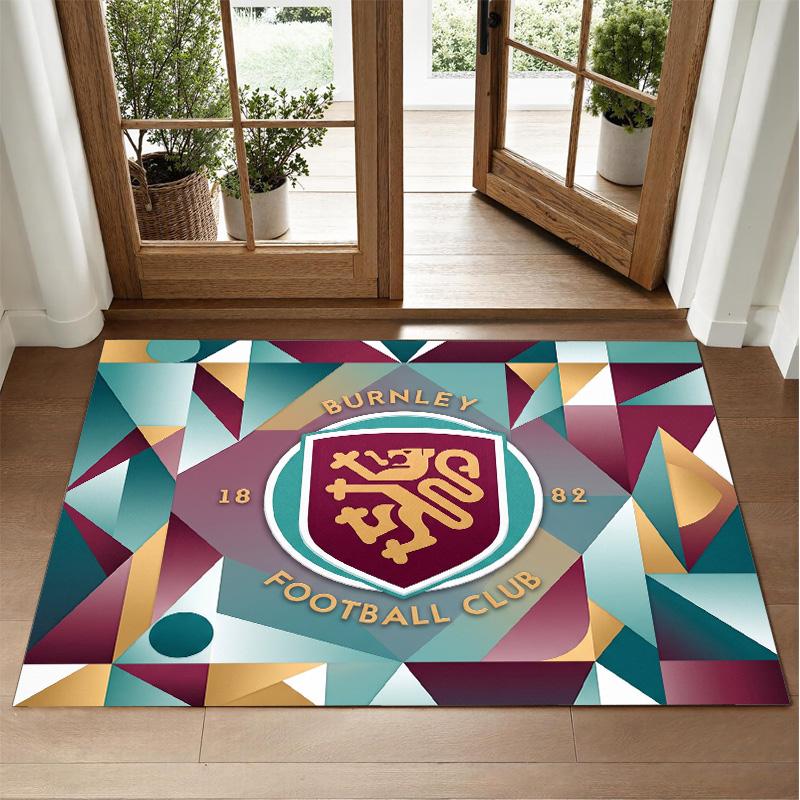 Burnley Football Design Crystal Velvet Rug Soft Decorative Mat for Bedroom Entrance