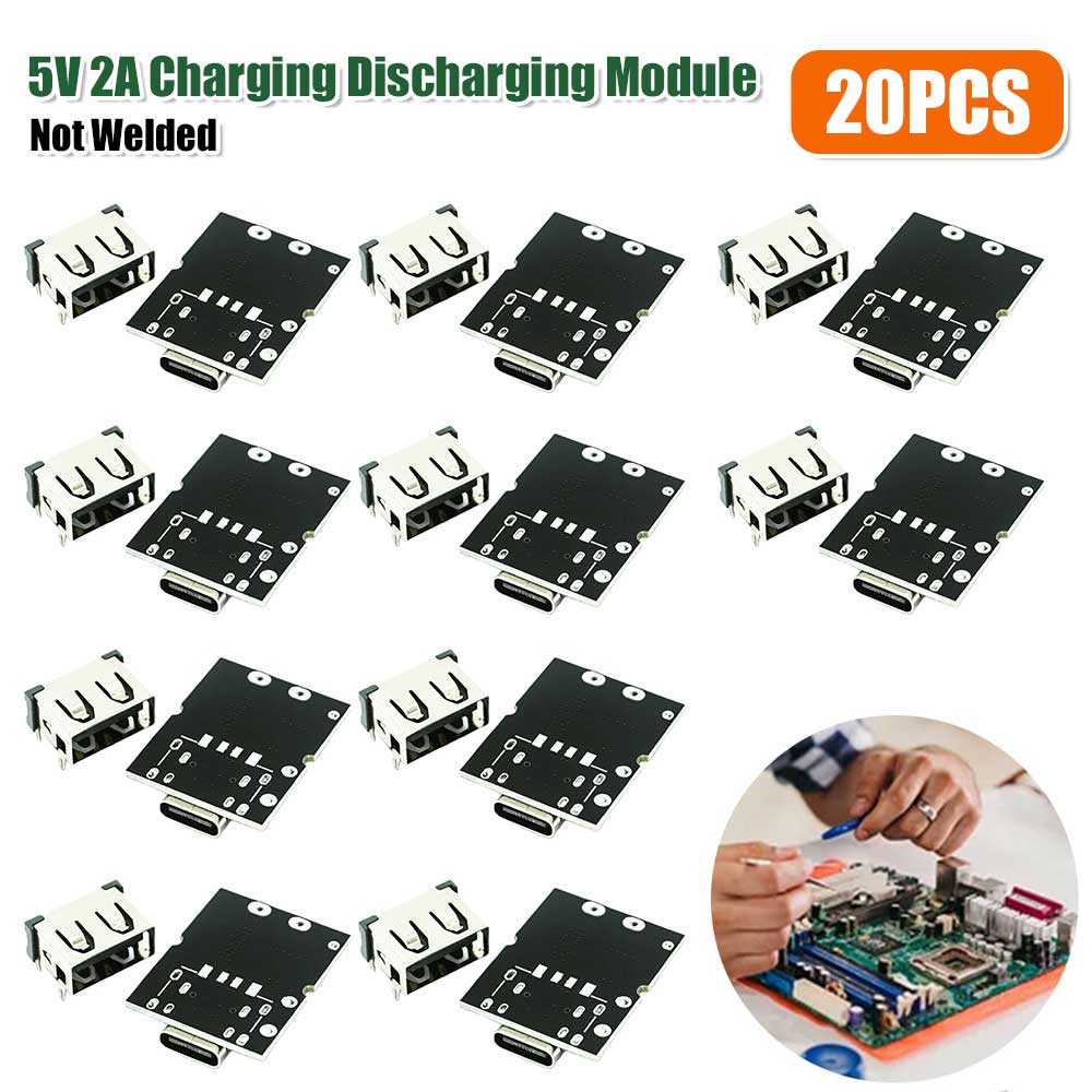 20pcs 5V 2A High Precision Charge Discharge Module Type-C Input 4.2V Lithium Battery 2.4A Charging Short Circuit Protection
