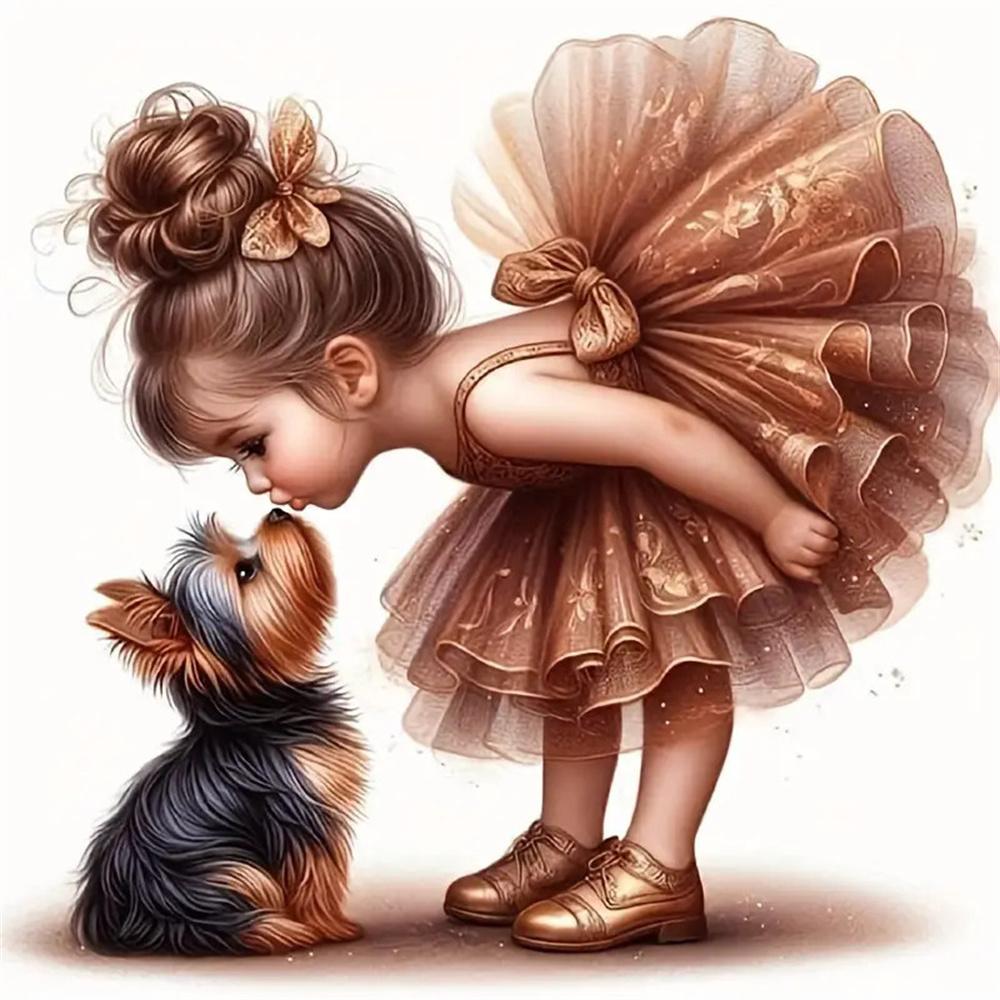 5d Diy Diamond Painting Girl Dog Portrait Diamond Embroidery Seaside Full Round Drill Cross Stitch Kits Gift