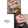 Chinese Style Flower Ring Copper Adjustable Jewelry For Women And Men