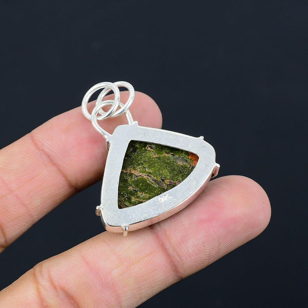 925 Silver Trillion Unakite Stone Wife Engagement Birthday Anniversary Pendant