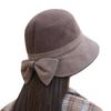 Autumn and Winter Hat for Women with Big Brim Showing Face Small Fisherman Hat Retro Versatile Pot Hat Japanese Bow Bucket Hat