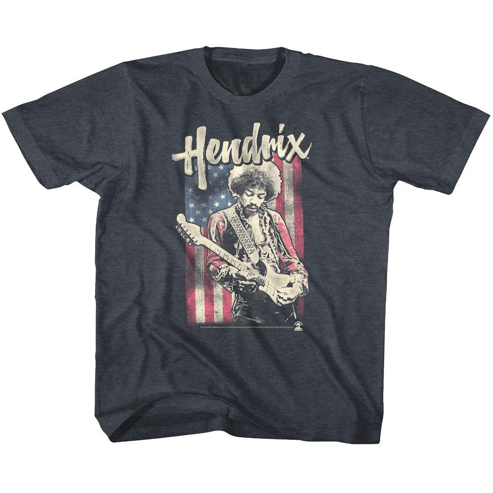 Jimi Hendrix Guitar USA Flag Kids T Shirt Shredding Rock Star Boys Girls Youth S