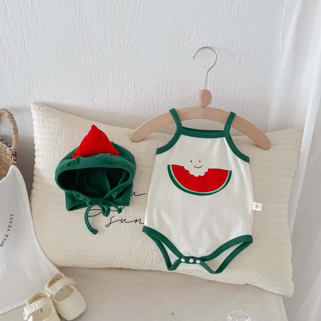 Koreanischer Wassermelonen-Baby-Strampler: Niedlicher, ärmelloser Sommer-Krabbelanzug für Jungen und Mädchen