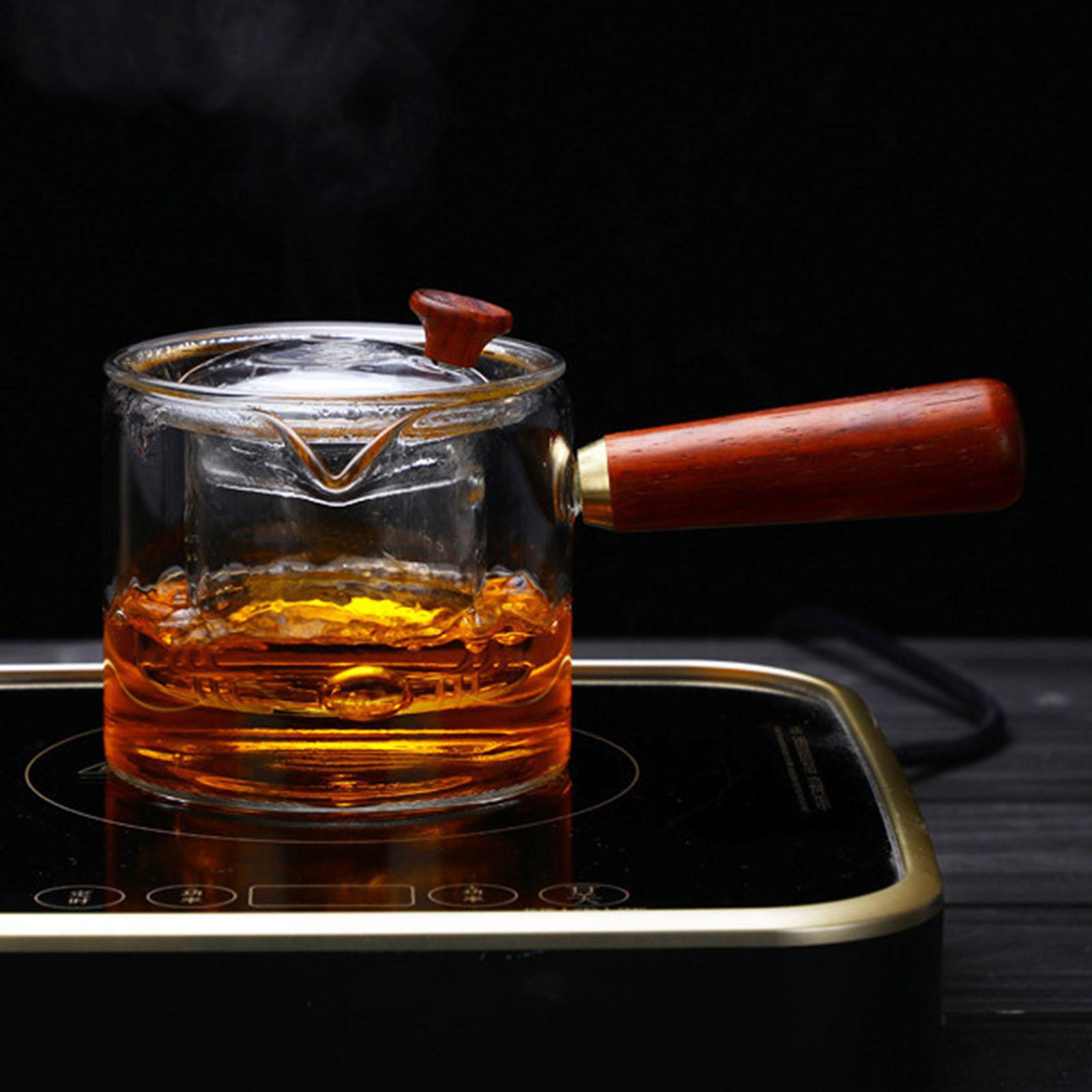 

Чайник из боросиликатного стекла с деревянной ручкой, цветущий чай, прозрачный чайник, чайник для кемпинга, офиса, пикника, дома, путешествий