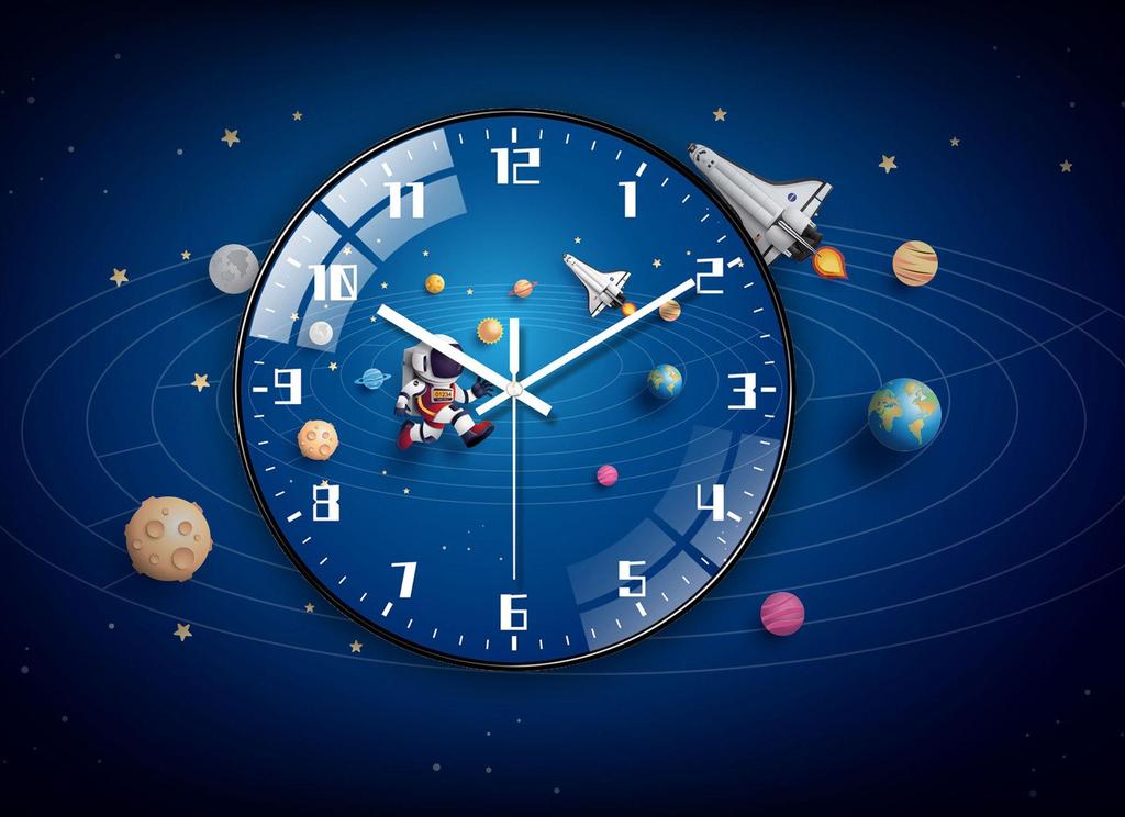 25cm Space Walk Retro Wall Clock - Creative Living Room Quartz Design