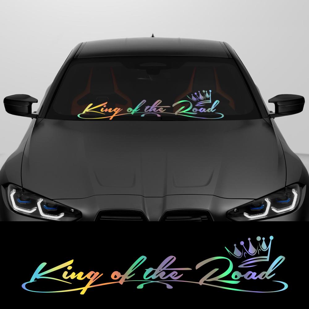 King of the Road Slogan Car Sticker Car Front Rear Windshield Self-Adhesive Vinyl Decal Waterproof Auto Decoration Accessories