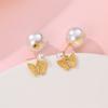 Pearl Sweet Gold-colored Earrings for Women Girls Trendy Fashion Jewelry High Quality Dainty Elegant Gift