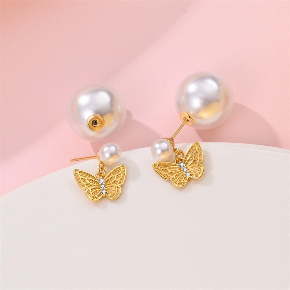 Pearl Sweet Gold-colored Earrings for Women Girls Trendy Fashion Jewelry High Quality Dainty Elegant Gift