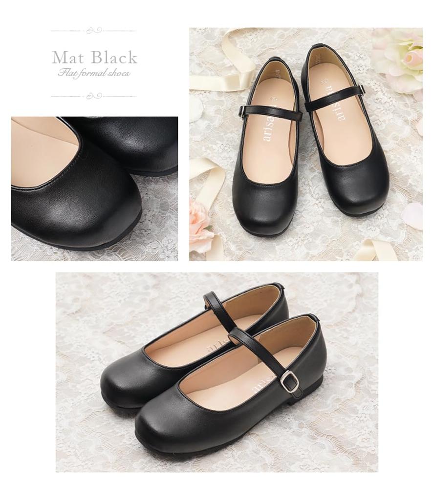 [Arisana] Formal Shoes for Girls, Kids' Dress Shoes, Piano Recital Shoes, Matte Black, 24cm